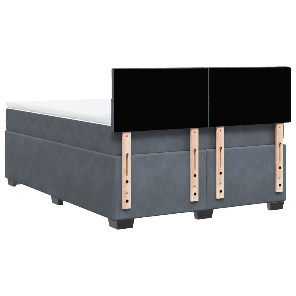 vidaXL Κρεβάτι Boxspring με Στρώμα Σκούρο Γκρι 160x200 εκ. Βελούδινο
