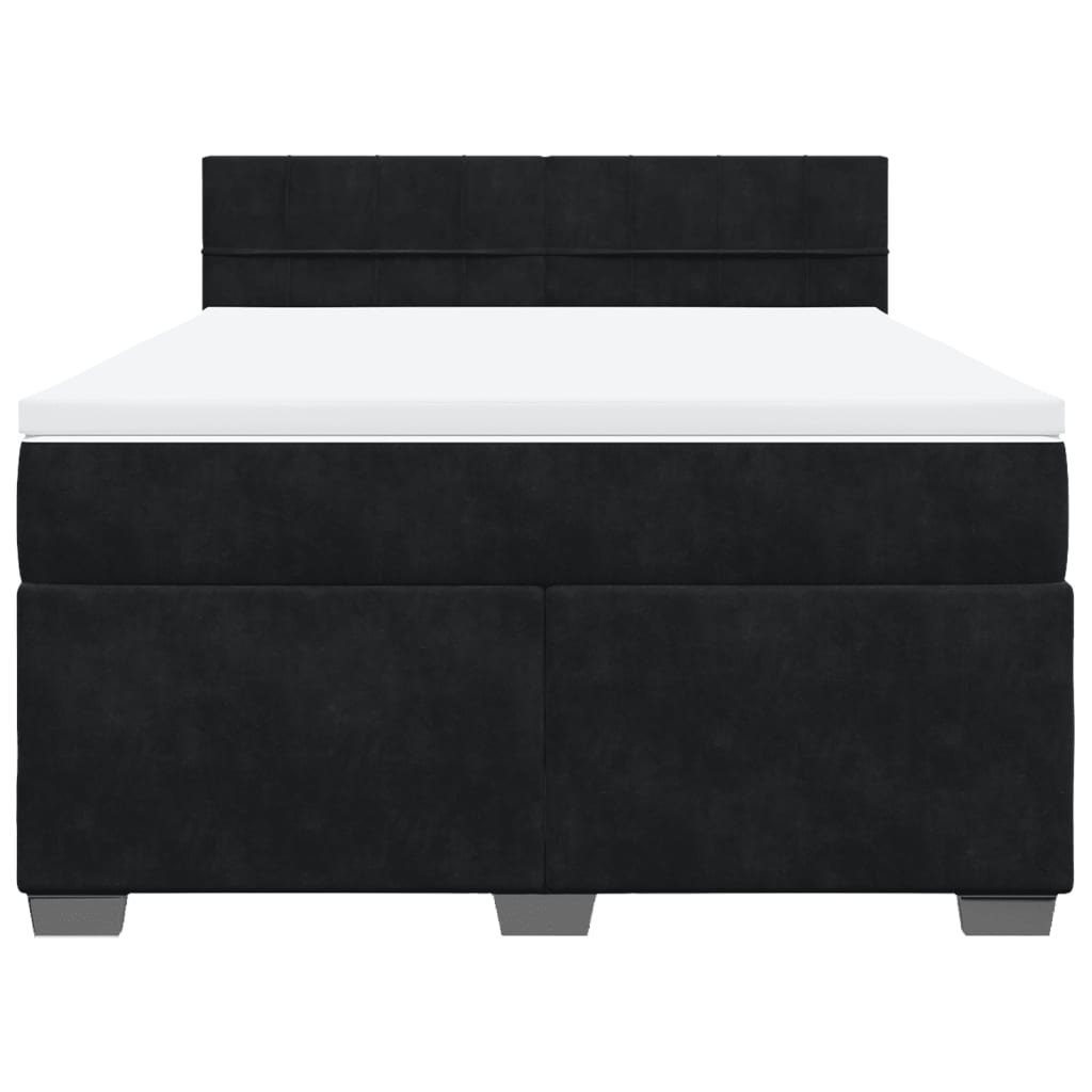 vidaXL Κρεβάτι Boxspring με Στρώμα Μαύρο 160x200 εκ. Βελούδινο