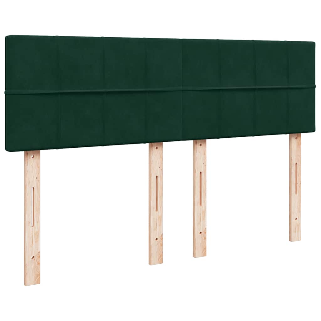 vidaXL Κρεβάτι Boxspring με Στρώμα Σκούρο Πράσινο 160x200εκ. Βελούδινο
