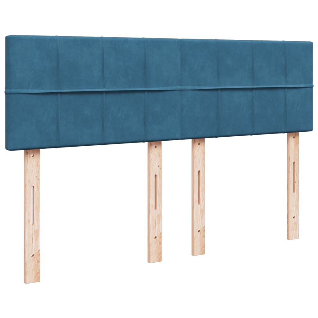 vidaXL Κρεβάτι Boxspring με Στρώμα Μπλε 160x200 εκ. Βελούδινο