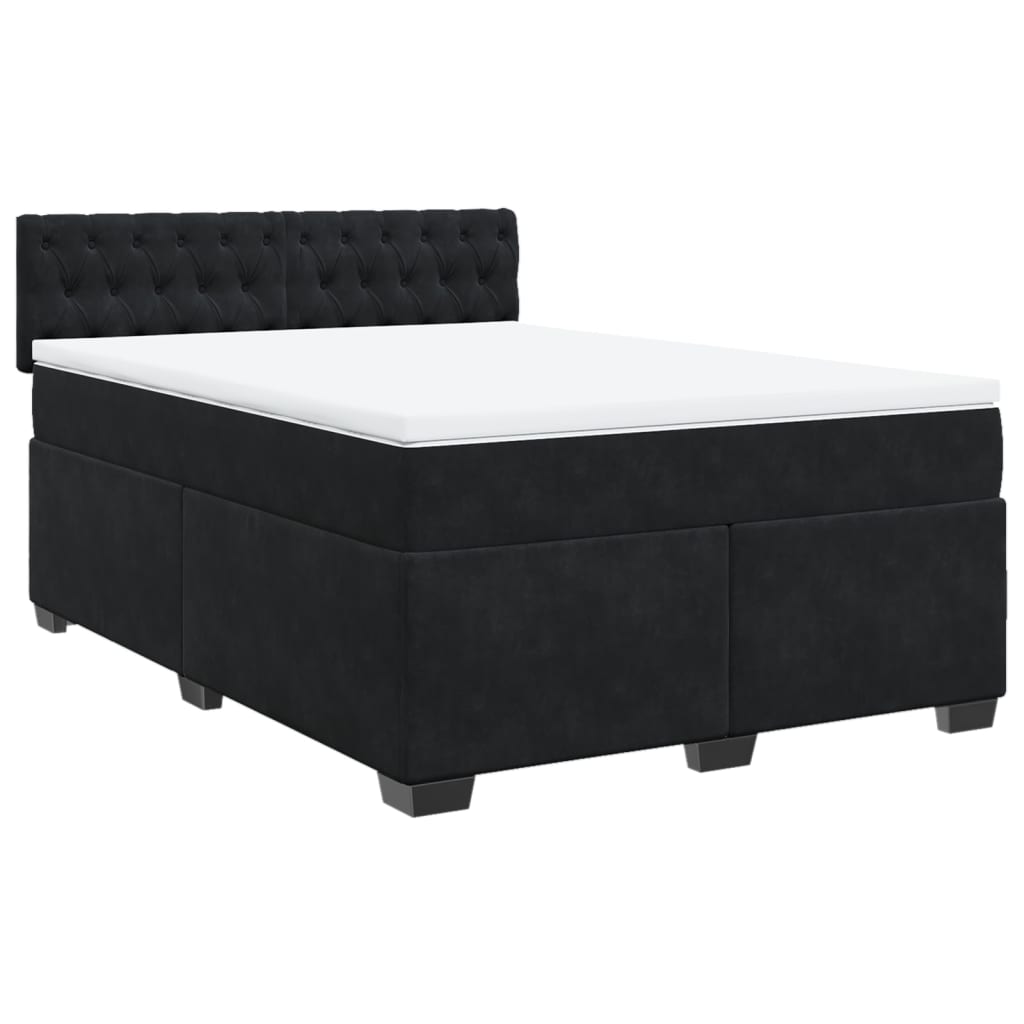 vidaXL Κρεβάτι Boxspring με Στρώμα Μαύρο 160x200 εκ. Βελούδινο