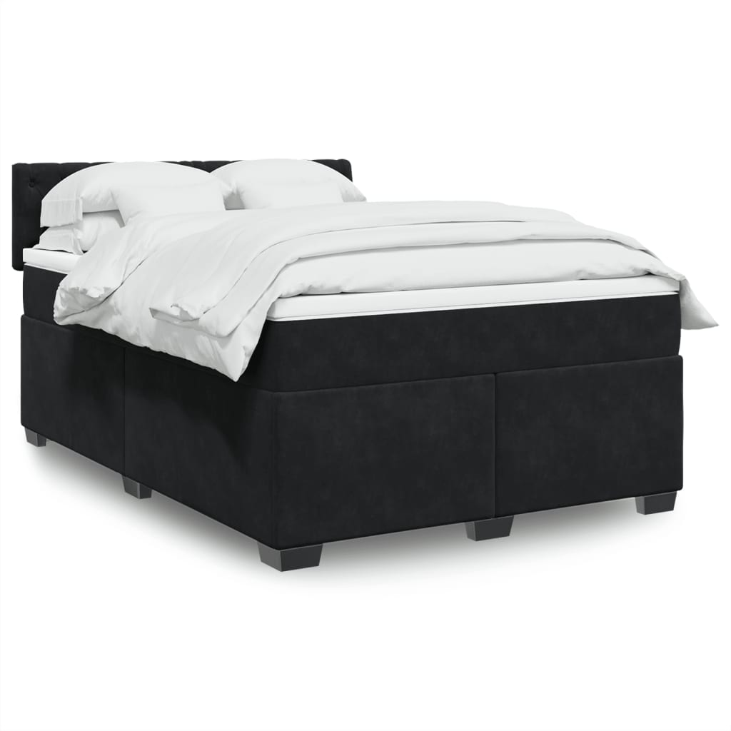vidaXL Κρεβάτι Boxspring με Στρώμα Μαύρο 160x200 εκ. Βελούδινο