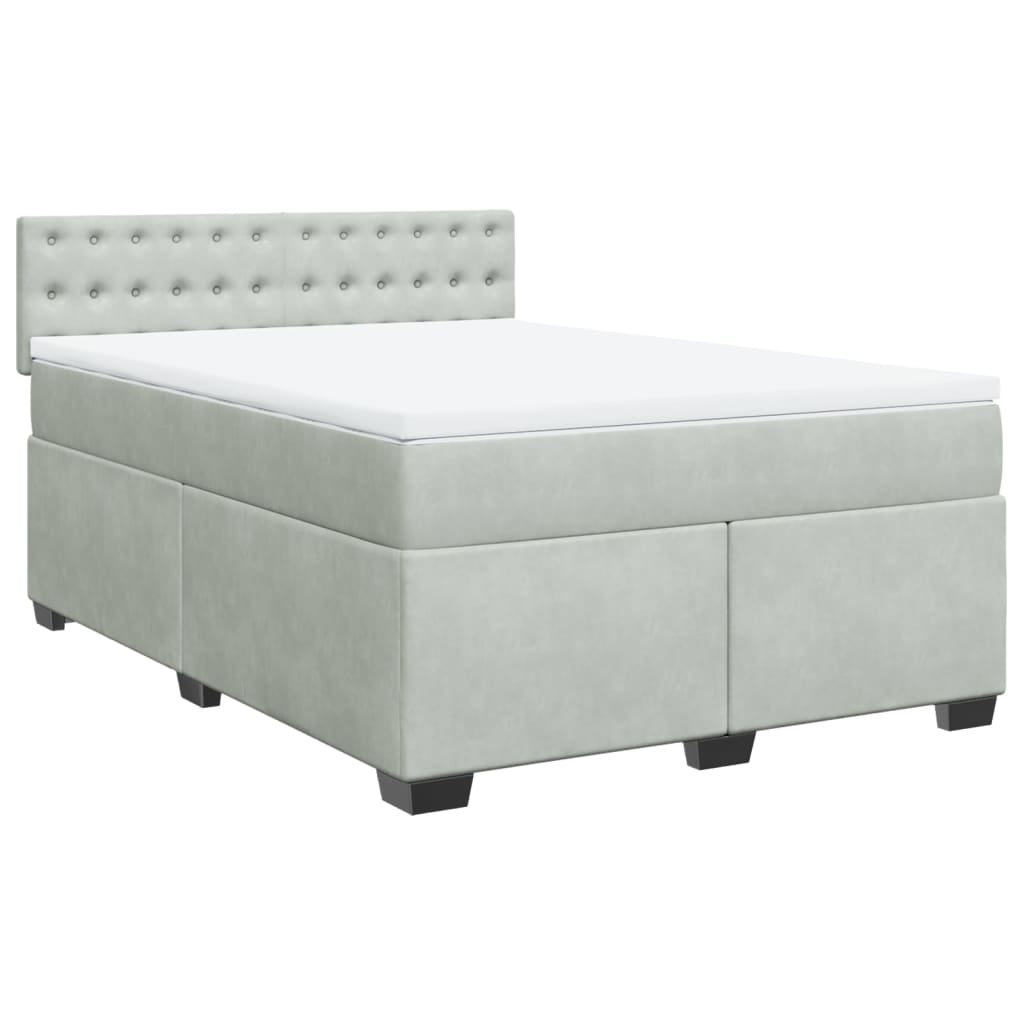 vidaXL Κρεβάτι Boxspring με Στρώμα Ανοιχτό Γκρι 160x200 εκ. Βελούδινο