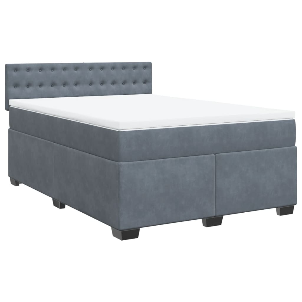 vidaXL Κρεβάτι Boxspring με Στρώμα Σκούρο Γκρι 160x200 εκ. Βελούδινο
