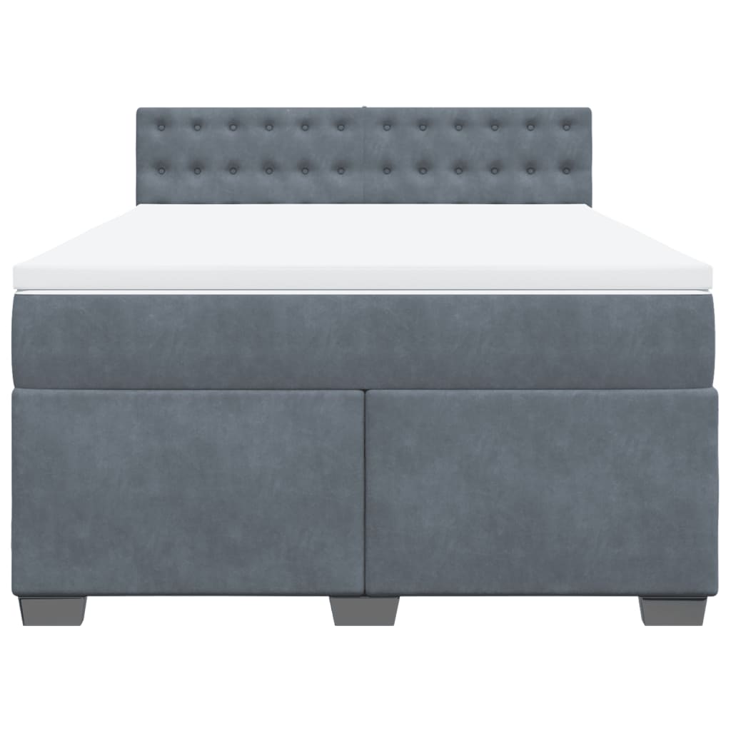 vidaXL Κρεβάτι Boxspring με Στρώμα Σκούρο Γκρι 160x200 εκ. Βελούδινο