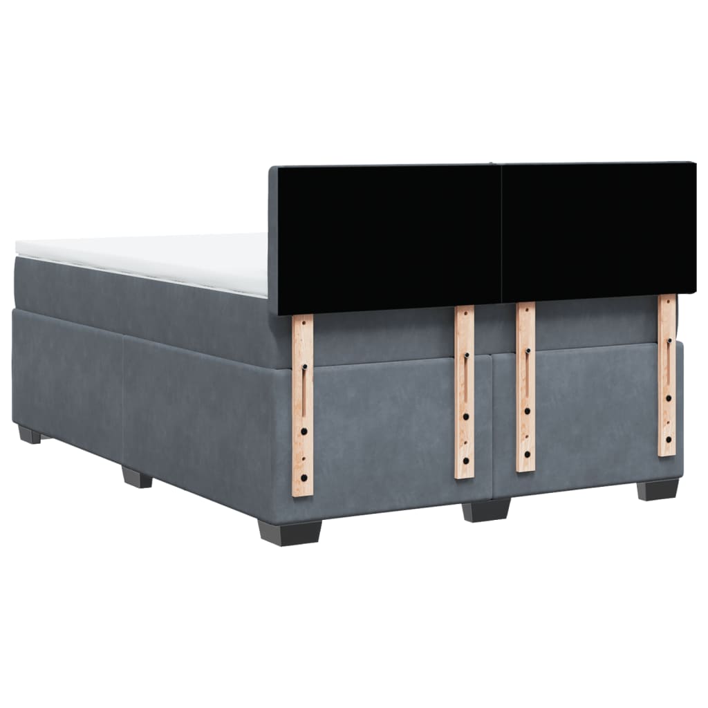 vidaXL Κρεβάτι Boxspring με Στρώμα Σκούρο Γκρι 160x200 εκ. Βελούδινο