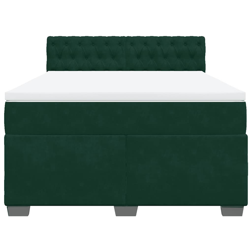 vidaXL Κρεβάτι Boxspring με Στρώμα Σκούρο Πράσινο 160x200εκ. Βελούδινο
