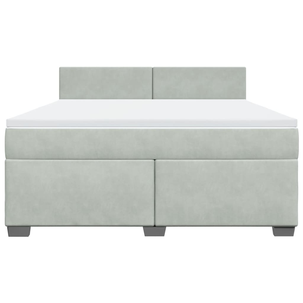 vidaXL Κρεβάτι Boxspring με Στρώμα Ανοιχτό Γκρι 180x200 εκ. Βελούδινο