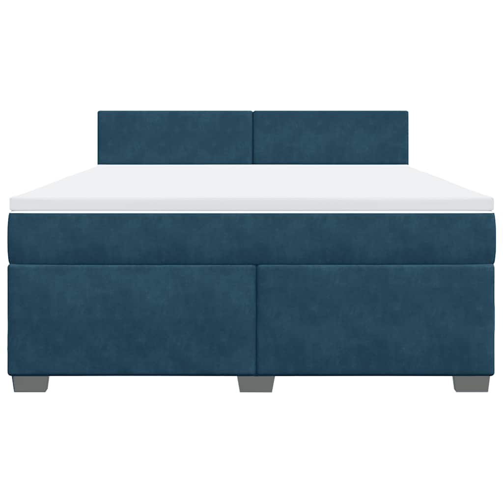 vidaXL Κρεβάτι Boxspring με Στρώμα Μπλε 180x200 εκ. Βελούδινο