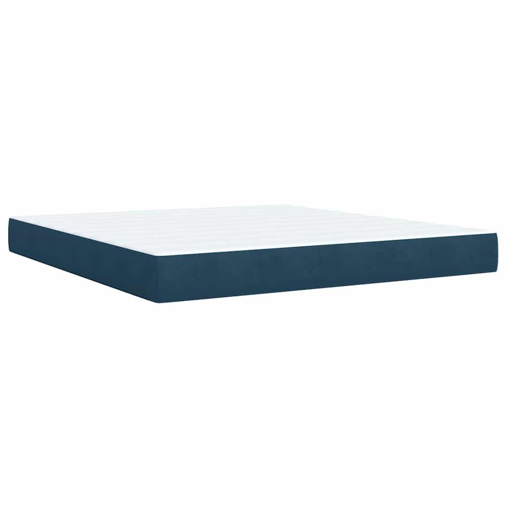vidaXL Κρεβάτι Boxspring με Στρώμα Μπλε 180x200 εκ. Βελούδινο