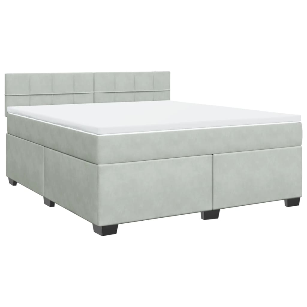 vidaXL Κρεβάτι Boxspring με Στρώμα Ανοιχτό Γκρι 180x200 εκ. Βελούδινο