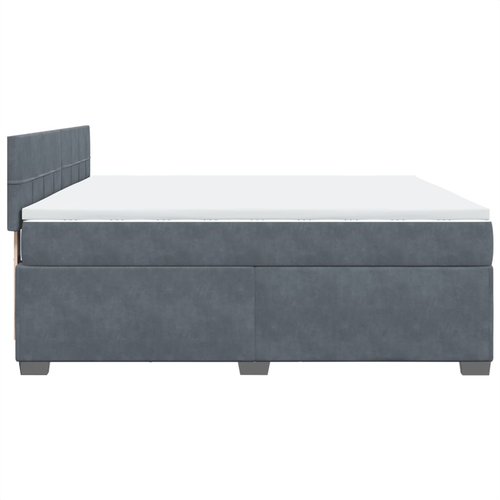 vidaXL Κρεβάτι Boxspring με Στρώμα Σκούρο Γκρι 180x200 εκ. Βελούδινο