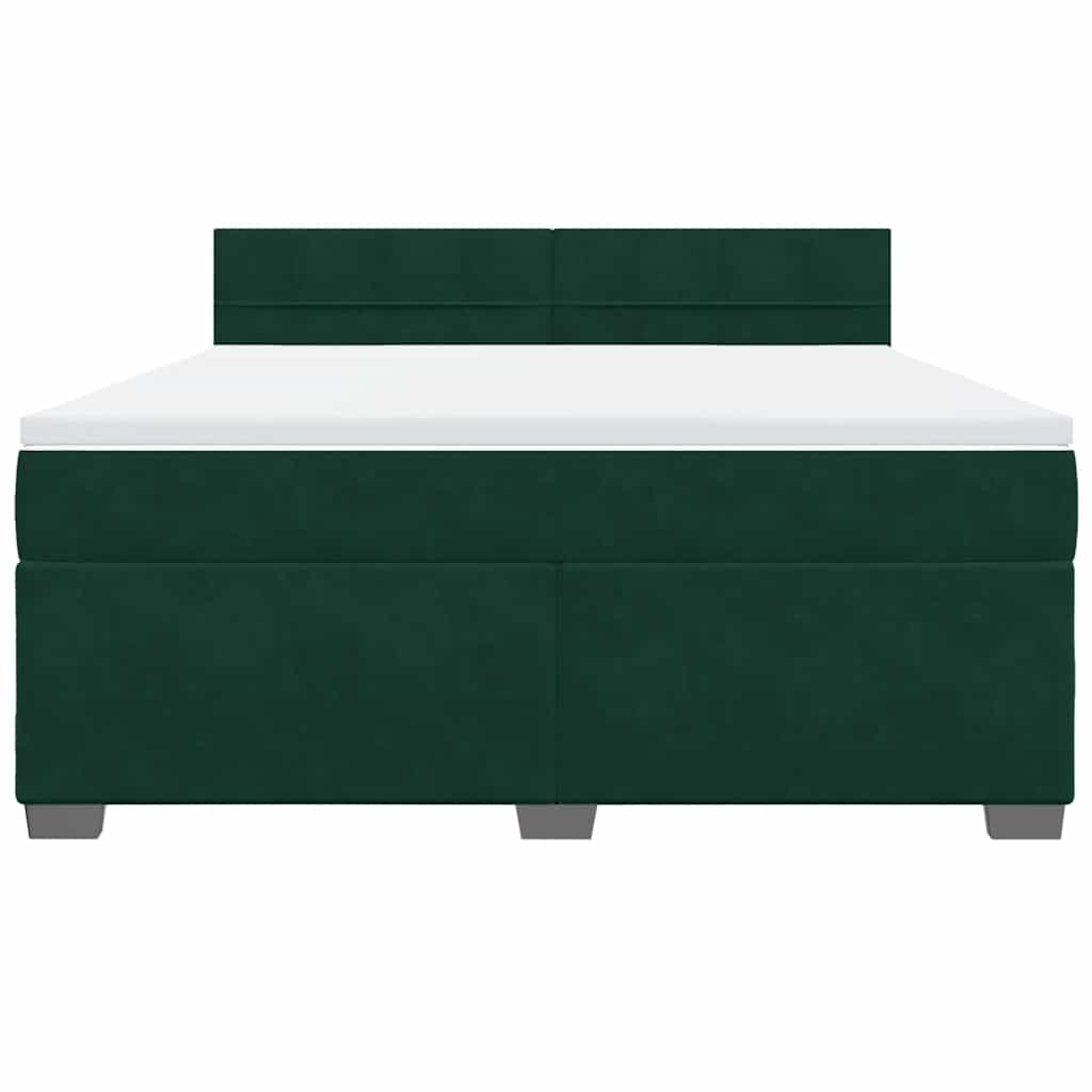 vidaXL Κρεβάτι Boxspring με Στρώμα Σκούρο Πράσινο 180x200εκ. Βελούδινο