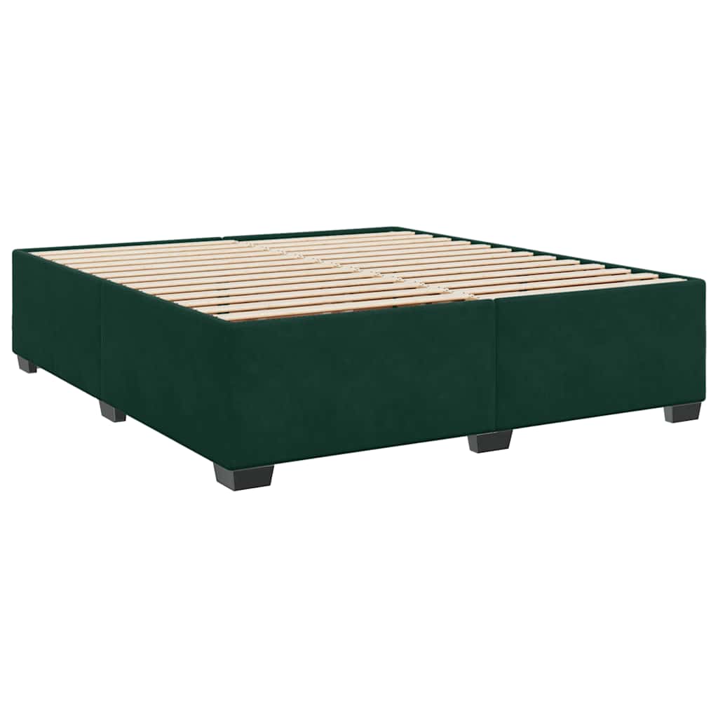 vidaXL Κρεβάτι Boxspring με Στρώμα Σκούρο Πράσινο 180x200εκ. Βελούδινο