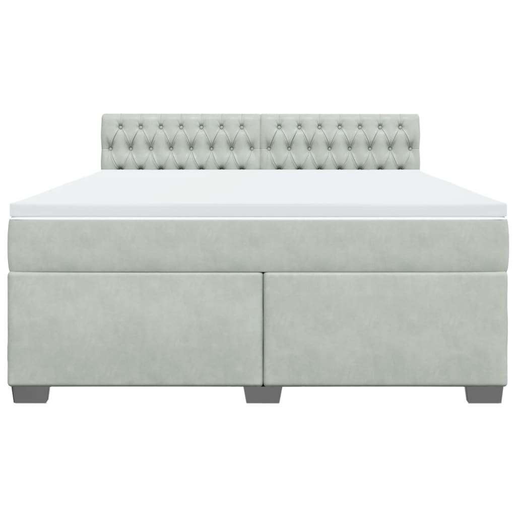 vidaXL Κρεβάτι Boxspring με Στρώμα Ανοιχτό Γκρι 180x200 εκ. Βελούδινο