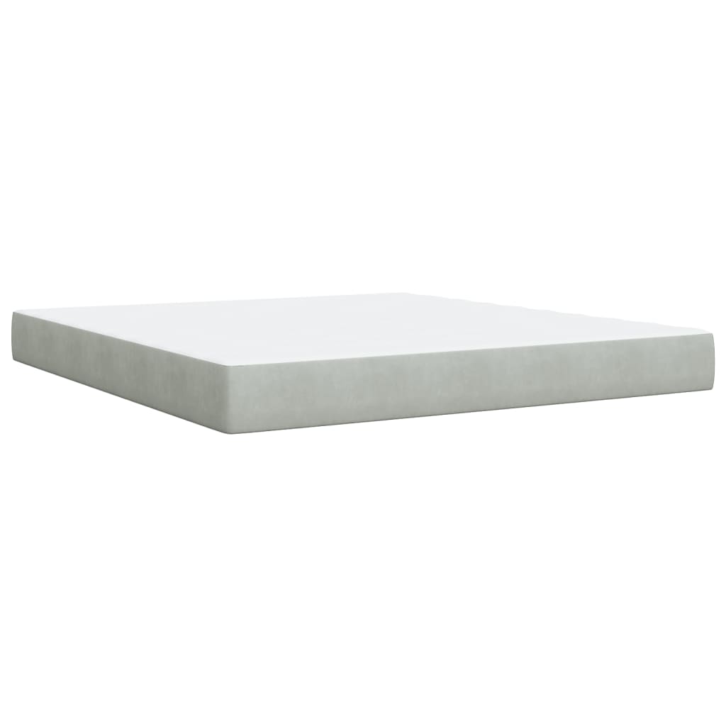 vidaXL Κρεβάτι Boxspring με Στρώμα Ανοιχτό Γκρι 180x200 εκ. Βελούδινο