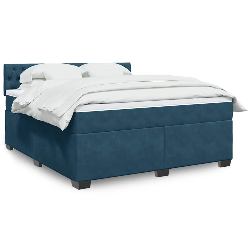 vidaXL Κρεβάτι Boxspring με Στρώμα Μπλε 180x200 εκ. Βελούδινο