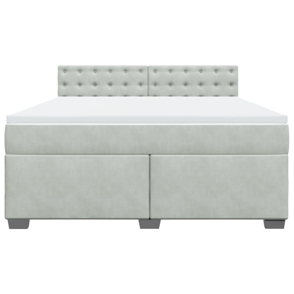 vidaXL Κρεβάτι Boxspring με Στρώμα Ανοιχτό Γκρι 180x200 εκ. Βελούδινο