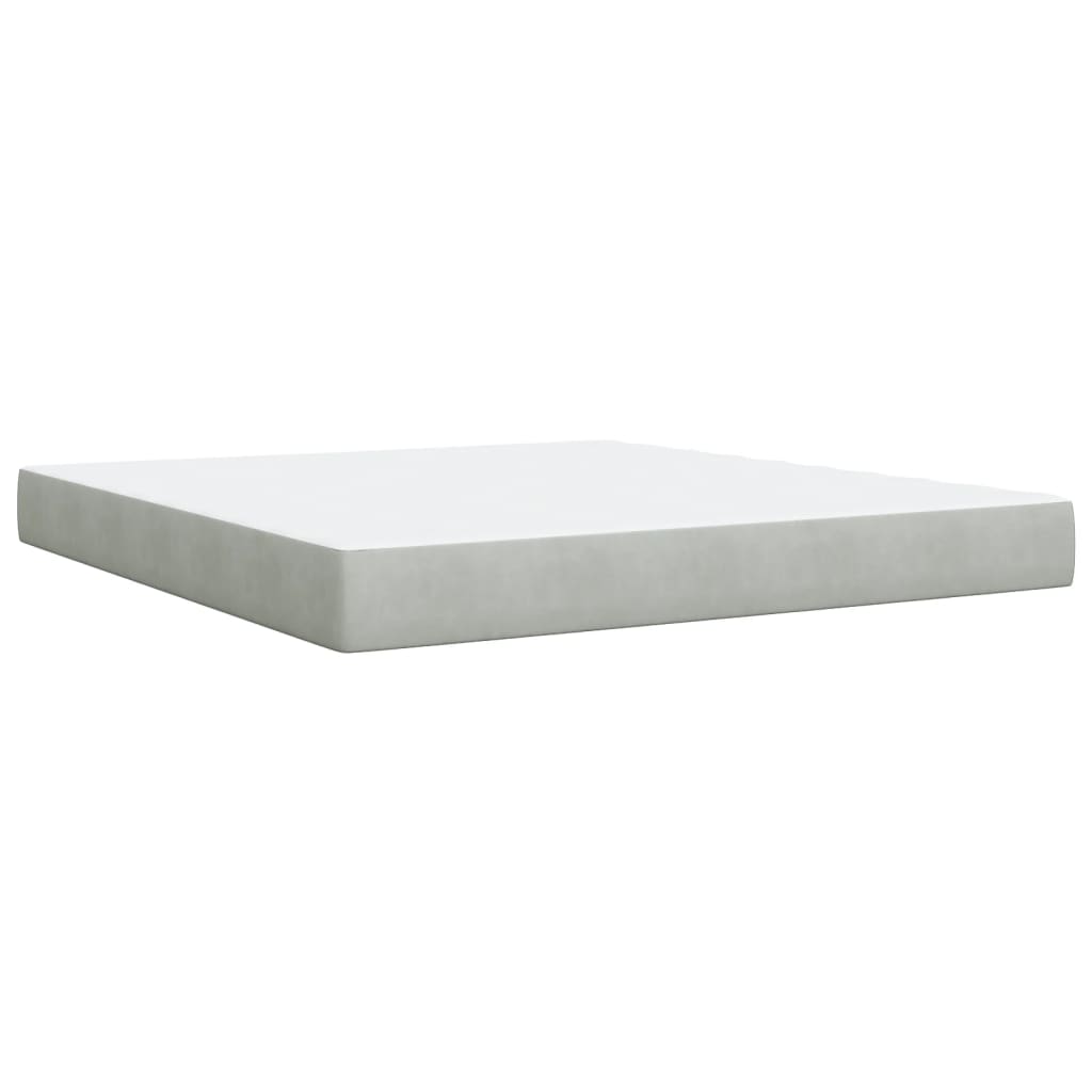 vidaXL Κρεβάτι Boxspring με Στρώμα Ανοιχτό Γκρι 180x200 εκ. Βελούδινο