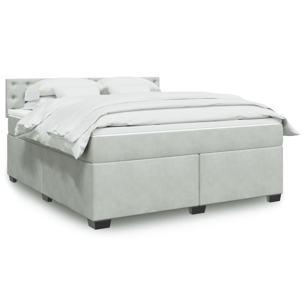 vidaXL Κρεβάτι Boxspring με Στρώμα Ανοιχτό Γκρι 180x200 εκ. Βελούδινο