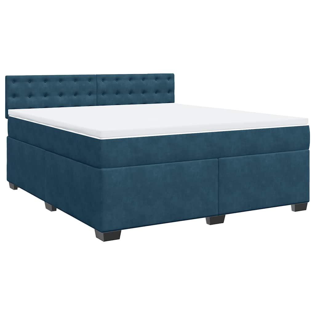 vidaXL Κρεβάτι Boxspring με Στρώμα Μπλε 180x200 εκ. Βελούδινο