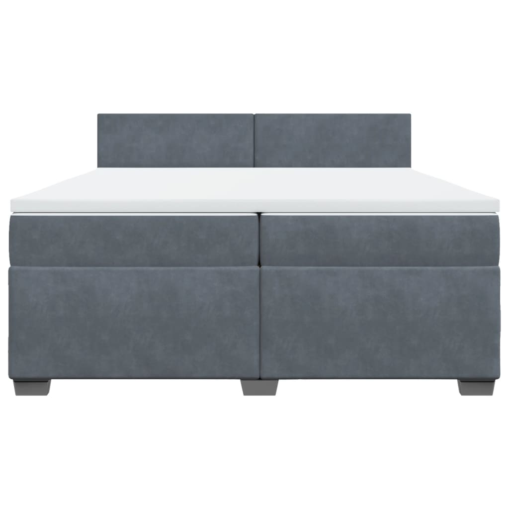 vidaXL Κρεβάτι Boxspring με Στρώμα Σκούρο Γκρι 200x200 εκ. Βελούδινο