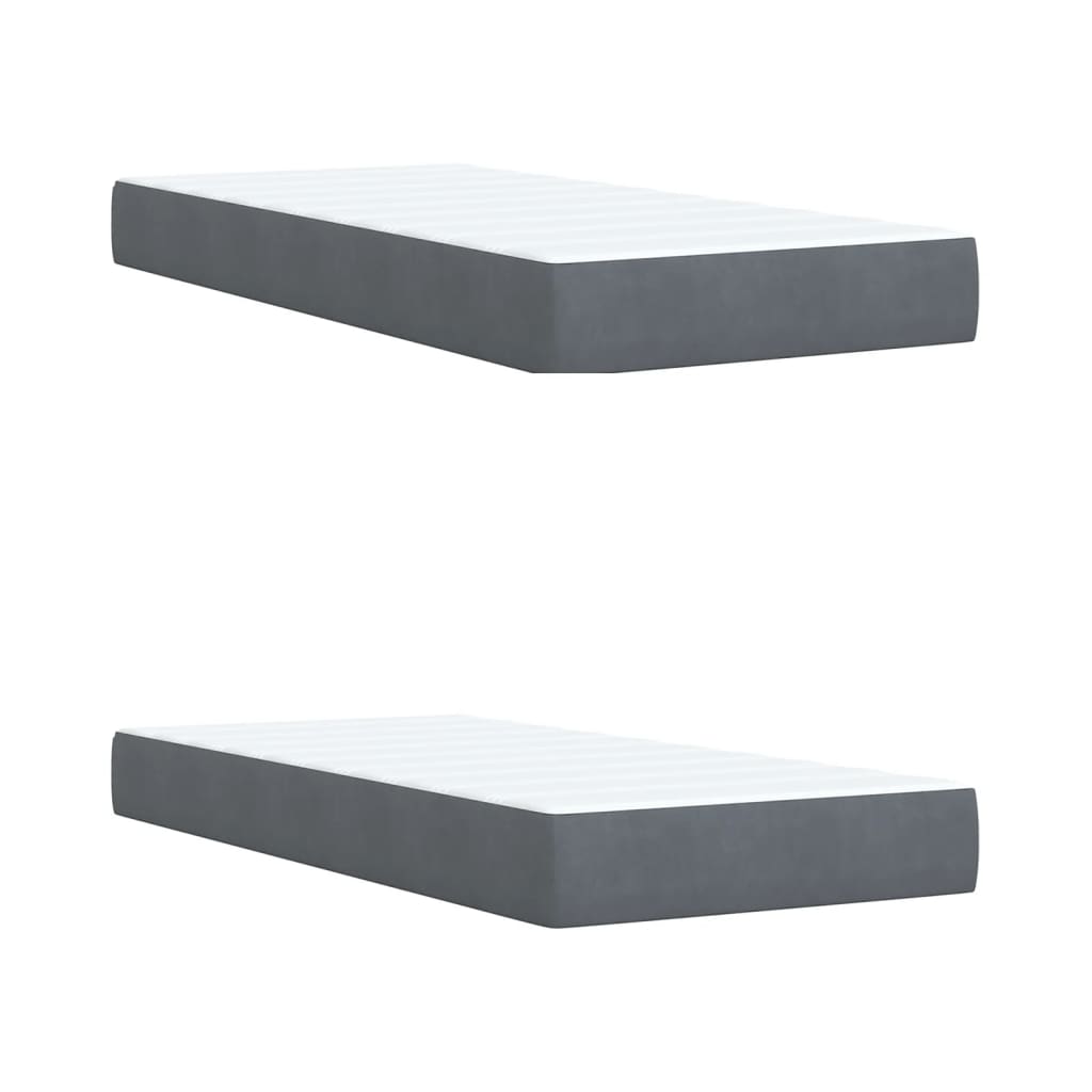 vidaXL Κρεβάτι Boxspring με Στρώμα Σκούρο Γκρι 200x200 εκ. Βελούδινο