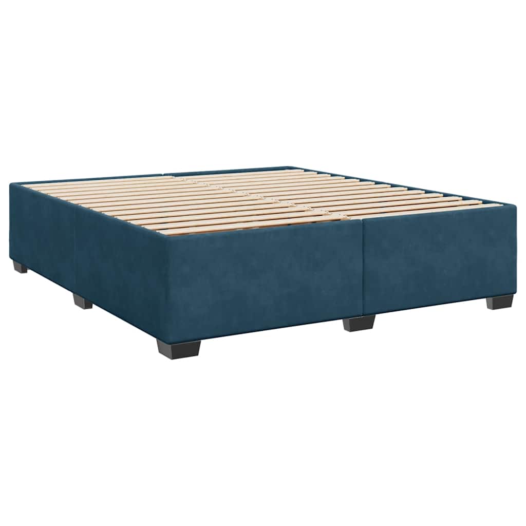 vidaXL Κρεβάτι Boxspring με Στρώμα Σκούρο Μπλε 200x200 εκ. Βελούδινο