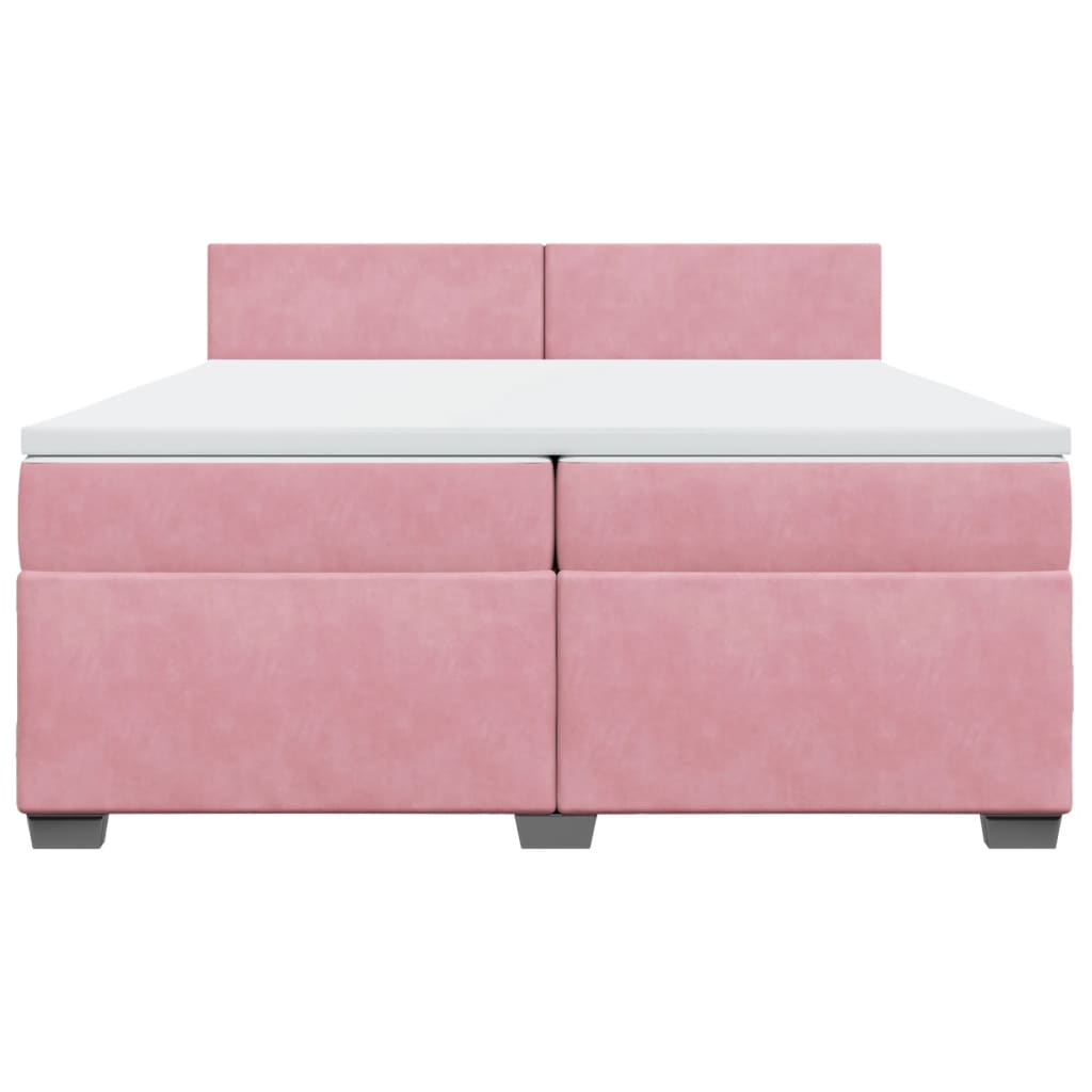 vidaXL Κρεβάτι Boxspring με Στρώμα Ροζ 200x200 εκ. Βελούδινο