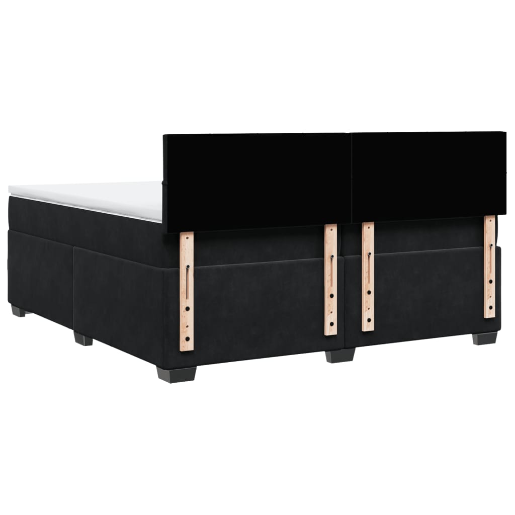 vidaXL Κρεβάτι Boxspring με Στρώμα Μαύρο 200x200 εκ. Βελούδινο