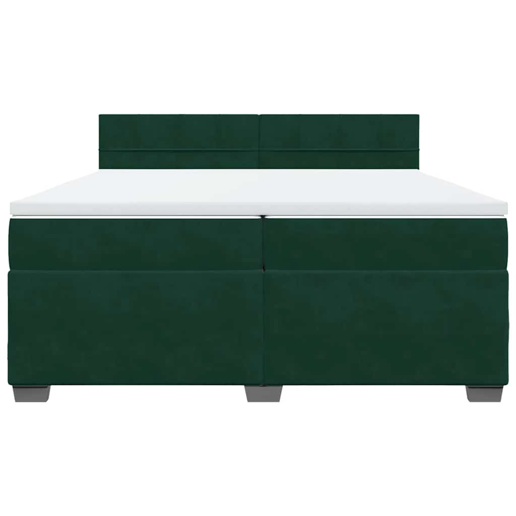 vidaXL Κρεβάτι Boxspring με Στρώμα Σκούρο Πράσινο 200x200εκ. Βελούδινο