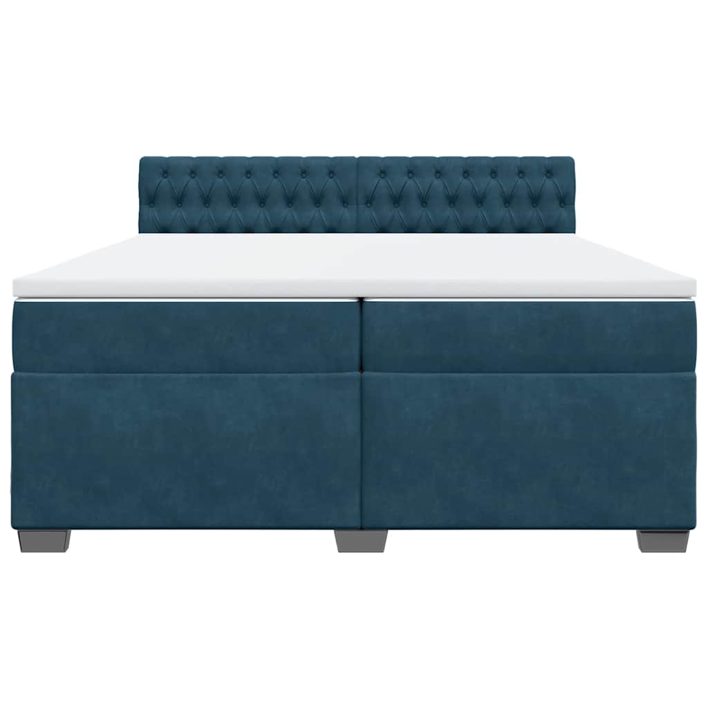 vidaXL Κρεβάτι Boxspring με Στρώμα Μπλε 200x200 εκ. Βελούδινο