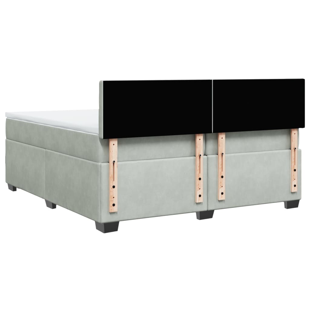 vidaXL Κρεβάτι Boxspring με Στρώμα Ανοιχτό Γκρι 200x200 εκ. Βελούδινο