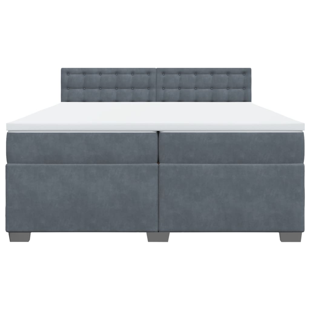 vidaXL Κρεβάτι Boxspring με Στρώμα Σκούρο Γκρι 200x200 εκ. Βελούδινο