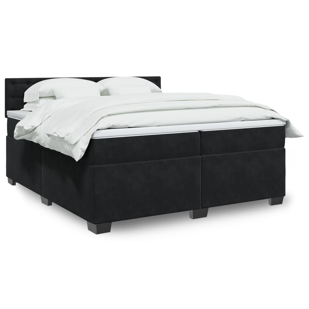 vidaXL Κρεβάτι Boxspring με Στρώμα Μαύρο 200x200 εκ. Βελούδινο