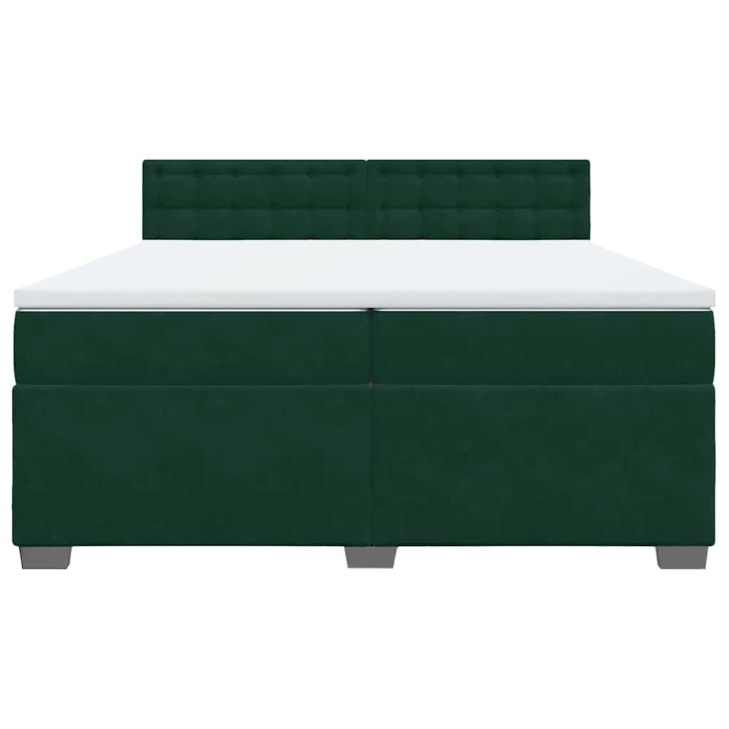 vidaXL Κρεβάτι Boxspring με Στρώμα Σκούρο Πράσινο 200x200εκ. Βελούδινο