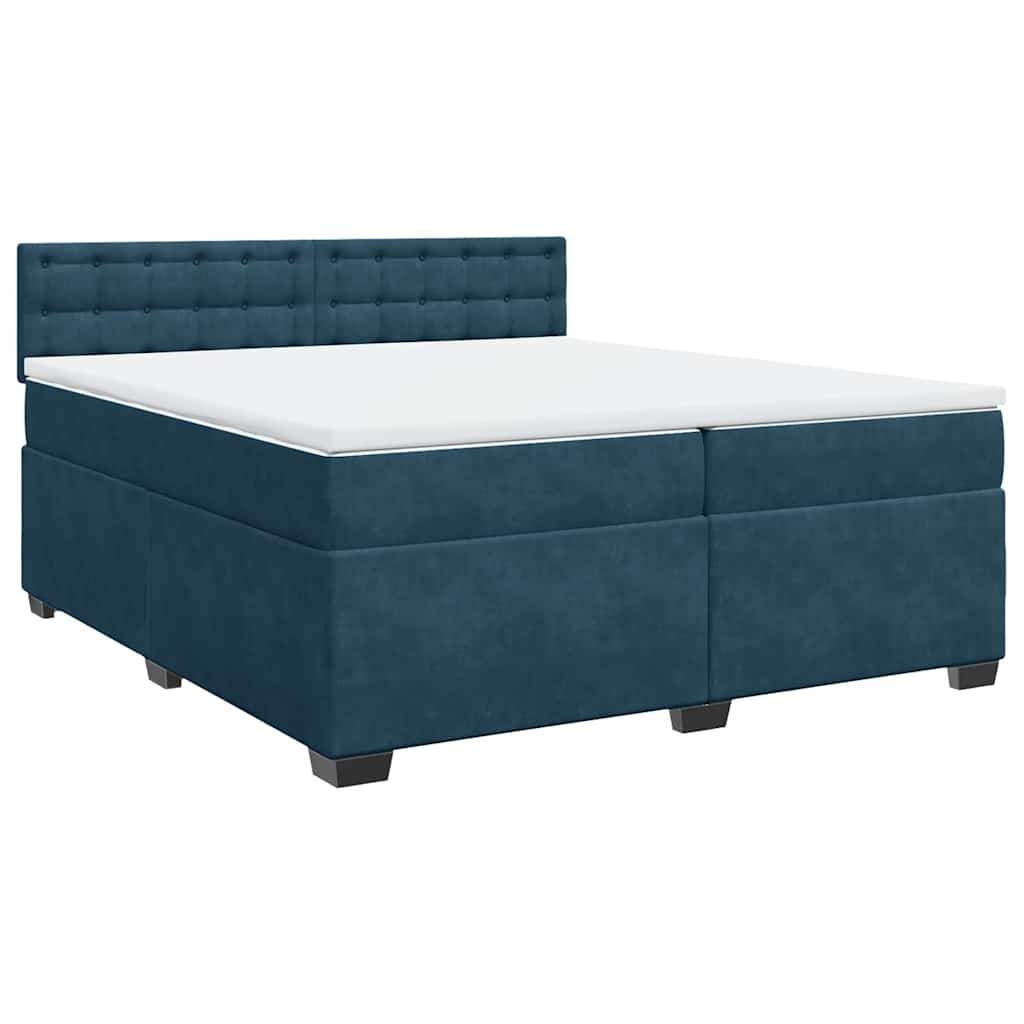 vidaXL Κρεβάτι Boxspring με Στρώμα Μπλε 200x200 εκ. Βελούδινο