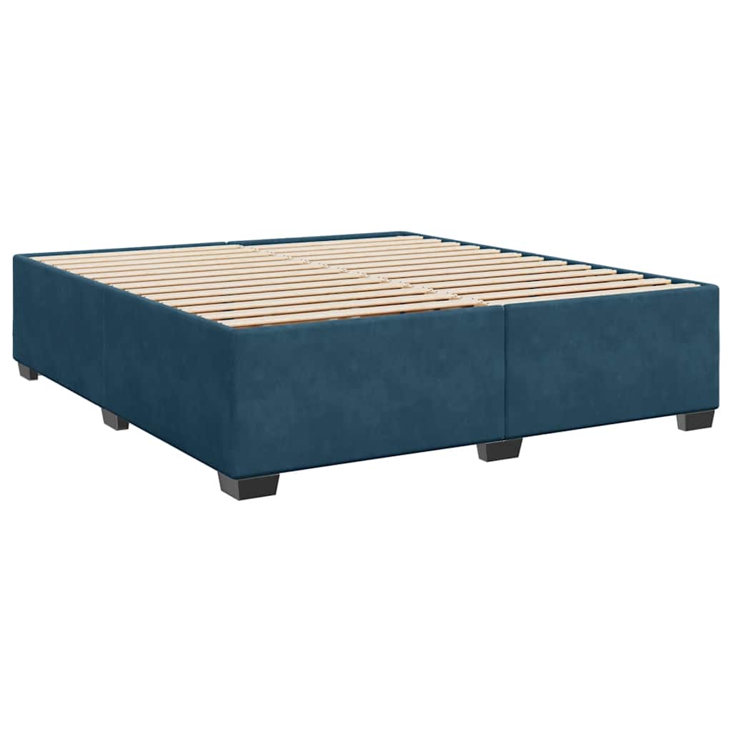 vidaXL Κρεβάτι Boxspring με Στρώμα Μπλε 200x200 εκ. Βελούδινο