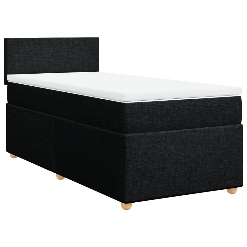 vidaXL Κρεβάτι Boxspring με Στρώμα Μαύρο 80 x 200 εκ. Υφασμάτινο