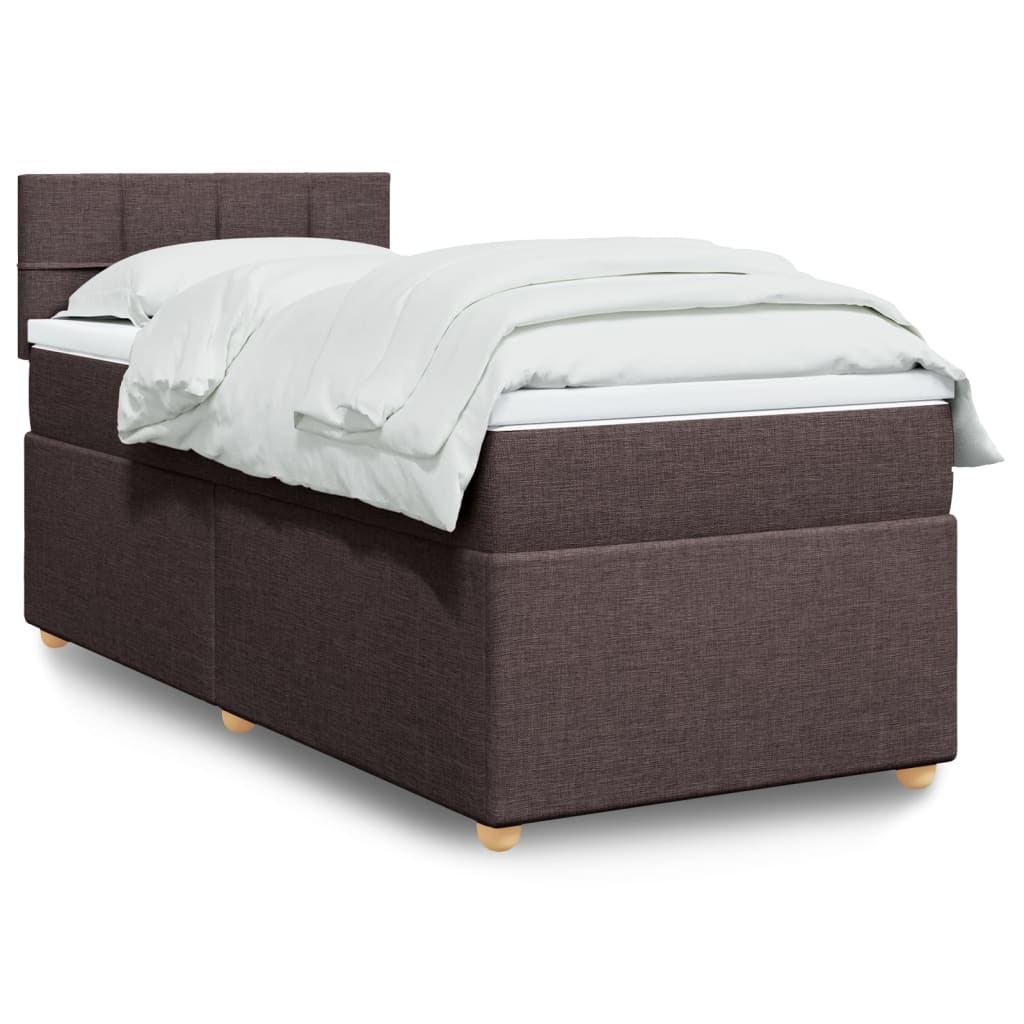 vidaXL Κρεβάτι Boxspring με Στρώμα Σκούρο Καφέ 80x200 εκ. Υφασμάτινο