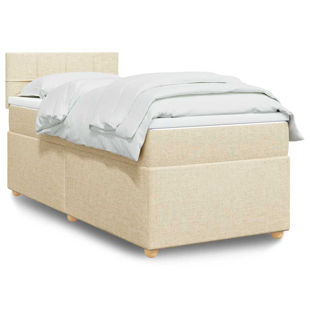 vidaXL Κρεβάτι Boxspring με Στρώμα Κρεμ 80 x 200 εκ. Υφασμάτινο