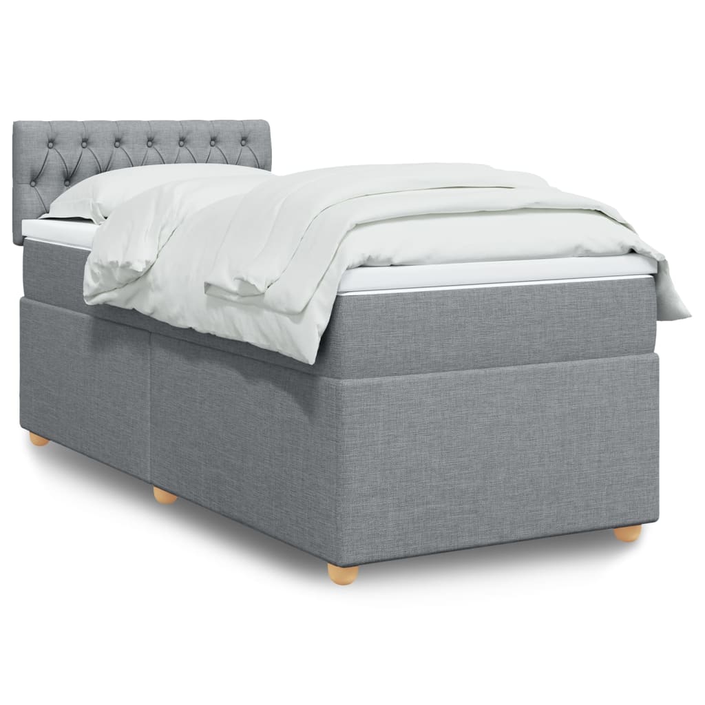 vidaXL Κρεβάτι Boxspring με Στρώμα Ανοιχτό Γκρι 80x200 εκ. Υφασμάτινο
