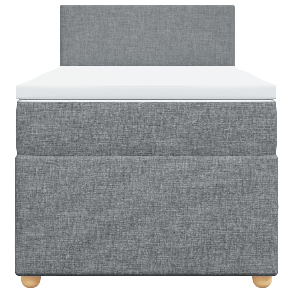 vidaXL Κρεβάτι Boxspring με Στρώμα Ανοιχτό Γκρι 90x190 εκ. Υφασμάτινο