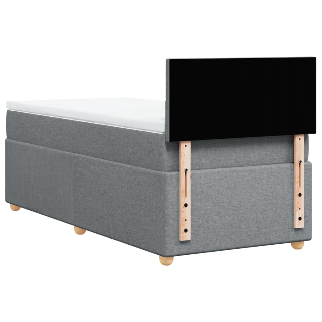 vidaXL Κρεβάτι Boxspring με Στρώμα Ανοιχτό Γκρι 90x190 εκ. Υφασμάτινο