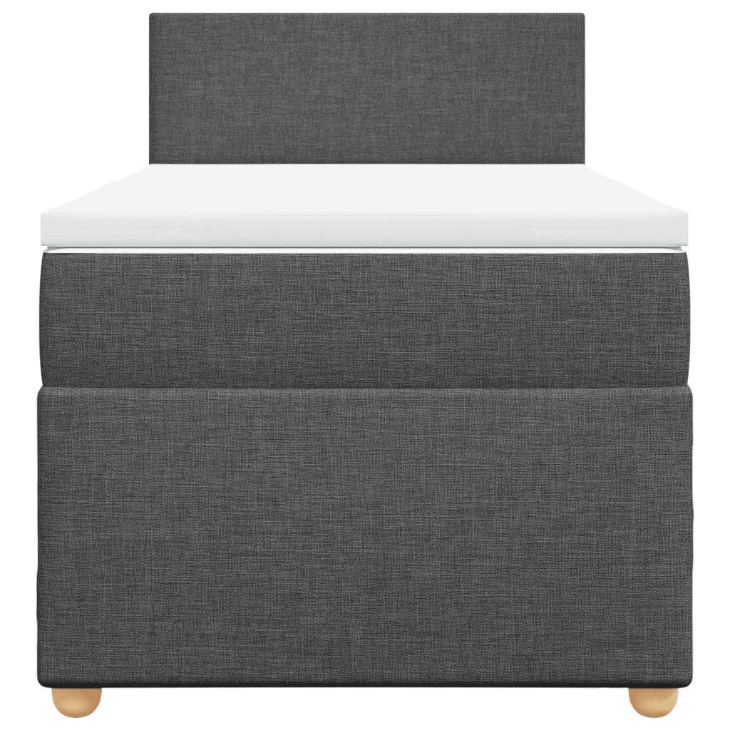 vidaXL Κρεβάτι Boxspring με Στρώμα Σκούρο Γκρι 90x190 εκ. Υφασμάτινο