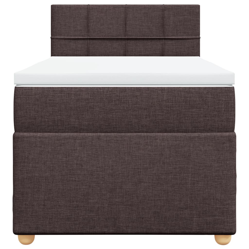 vidaXL Κρεβάτι Boxspring με Στρώμα Σκούρο Καφέ 90x190 εκ. Υφασμάτινο