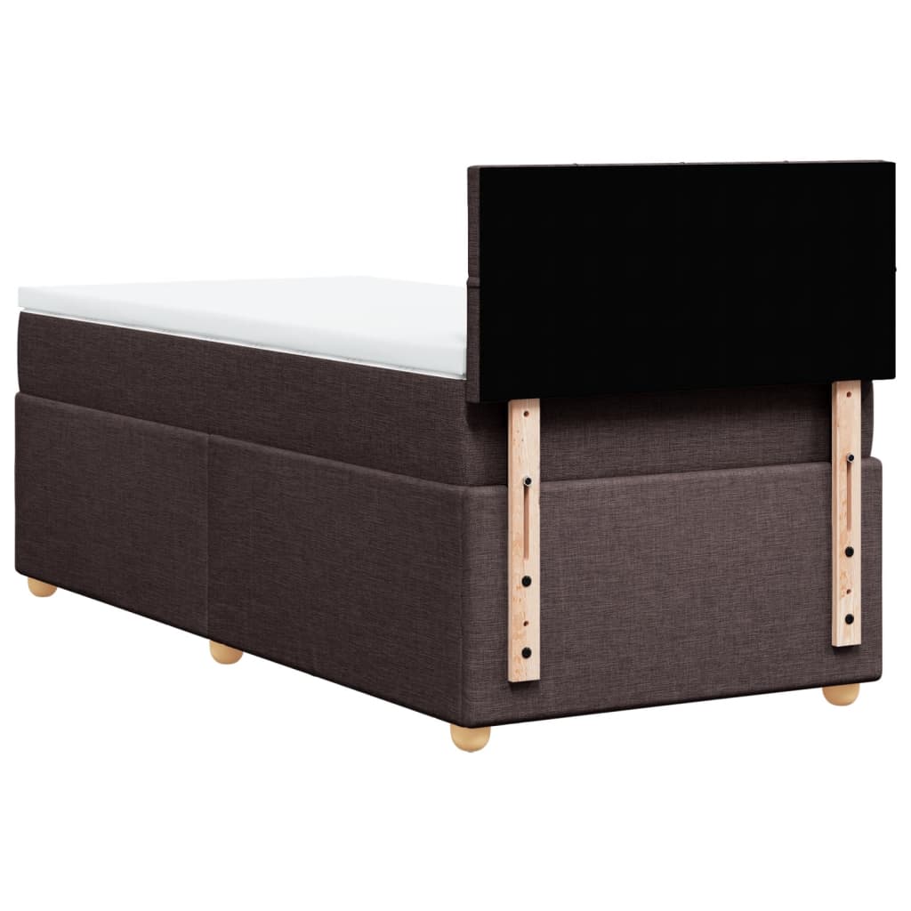 vidaXL Κρεβάτι Boxspring με Στρώμα Σκούρο Καφέ 90x190 εκ. Υφασμάτινο