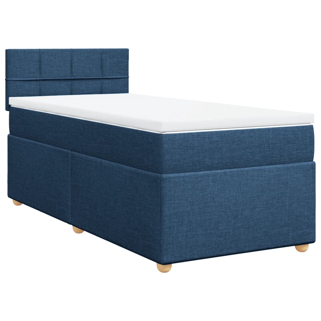 vidaXL Κρεβάτι Boxspring με Στρώμα Μπλε 90x190 εκ.Υφασμάτινο