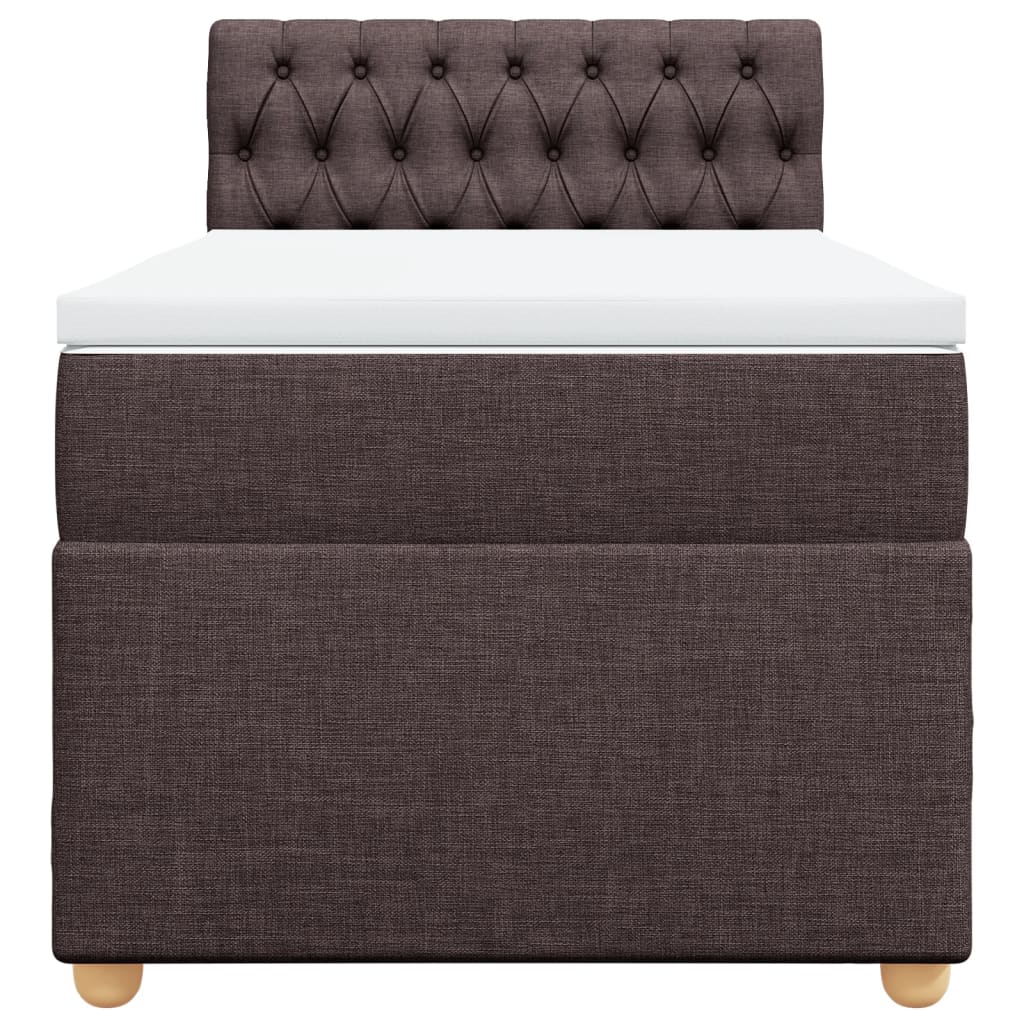 vidaXL Κρεβάτι Boxspring με Στρώμα Σκούρο Καφέ 90x190 εκ. Υφασμάτινο