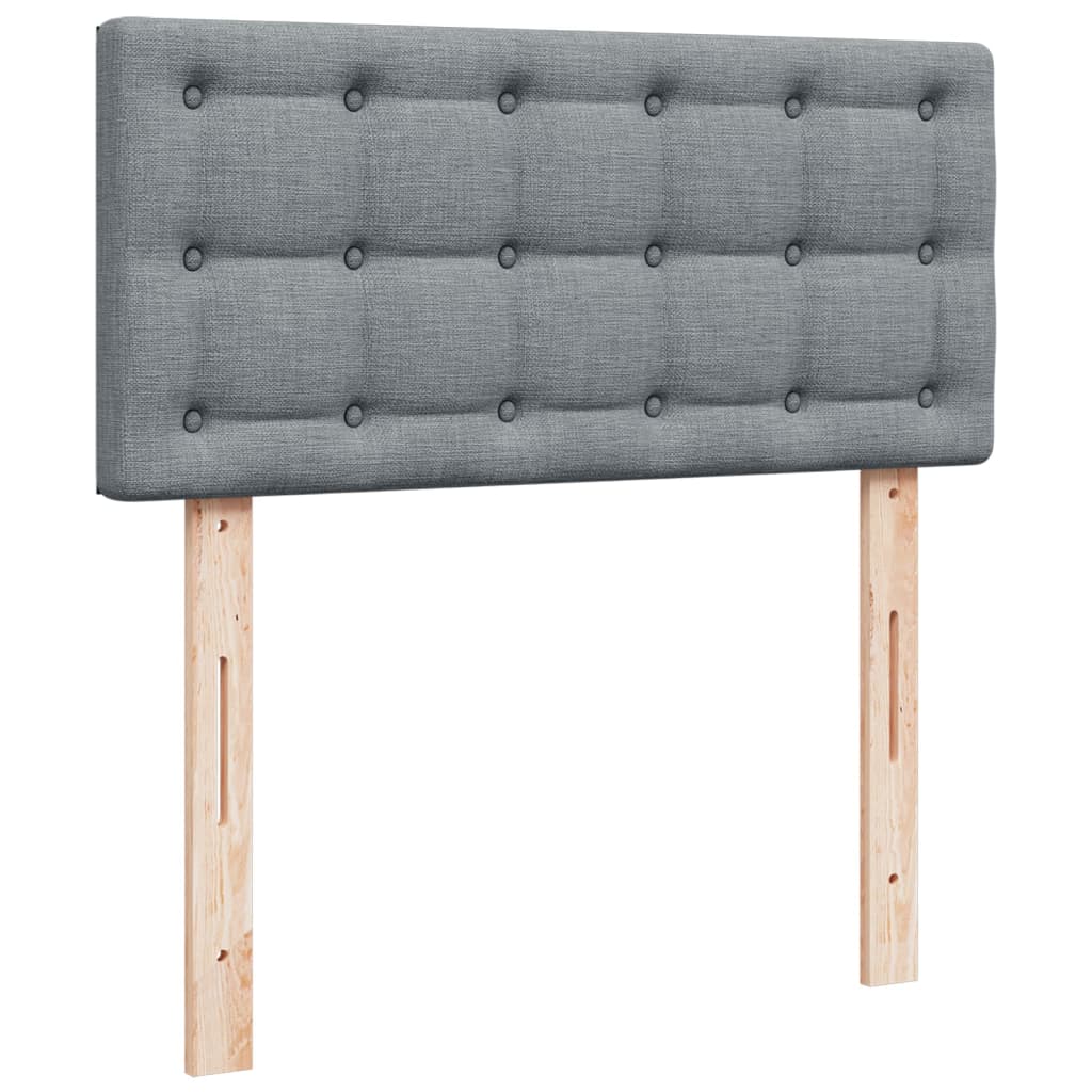 vidaXL Κρεβάτι Boxspring με Στρώμα Ανοιχτό Γκρι 90x190 εκ. Υφασμάτινο